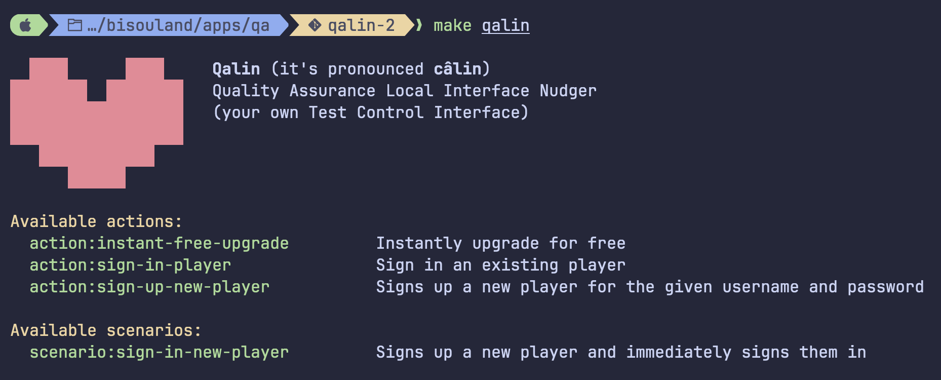 Qalin CLI screenshot